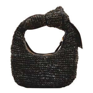 Poolside The Josie Raffia Knot Bag, Black